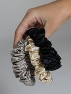 Even this one | 3 stk. 100% mulberry silke elastikker (Grey, beige, black)